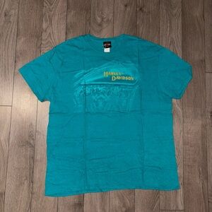 Harley-Davidson Teal Short-Sleeve Graphic Tee with Yellow Logo
